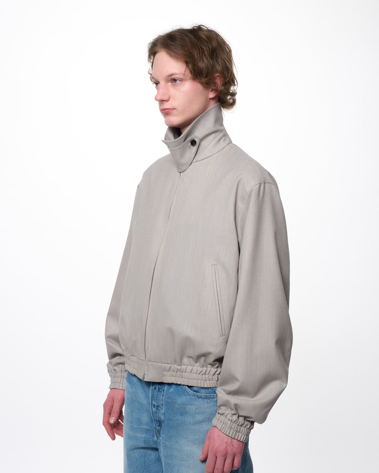 2/60 Wool Tropical Melange / Zip Blouson, Light Gray