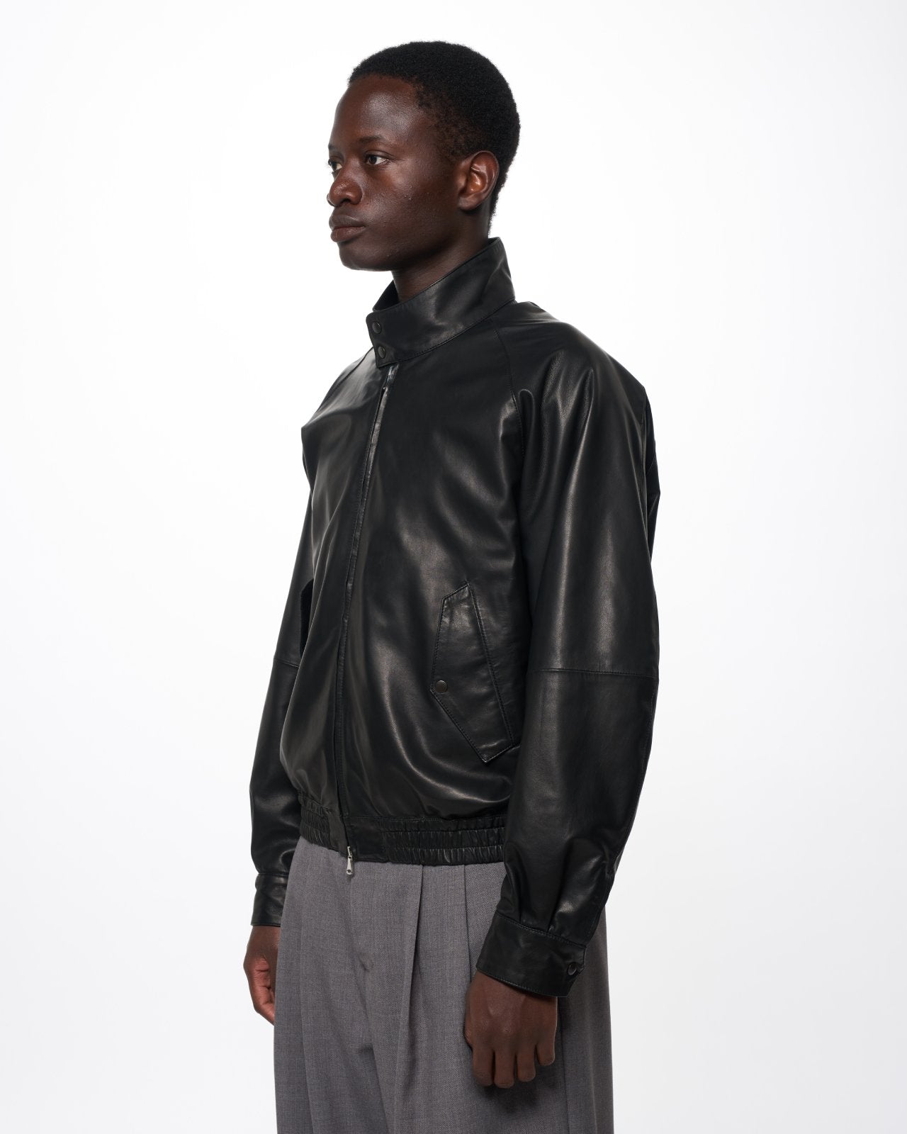 Glazed Sheepskin / Dog Ear Jacket, Black