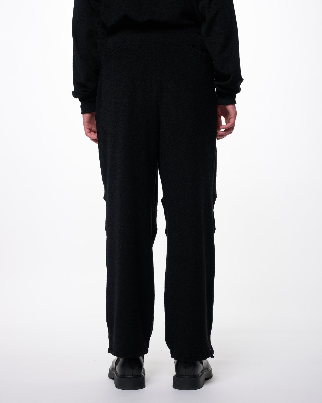 スーパー140sウォッシャブルウールパイル / タックドニートレーニングパンツ, Black