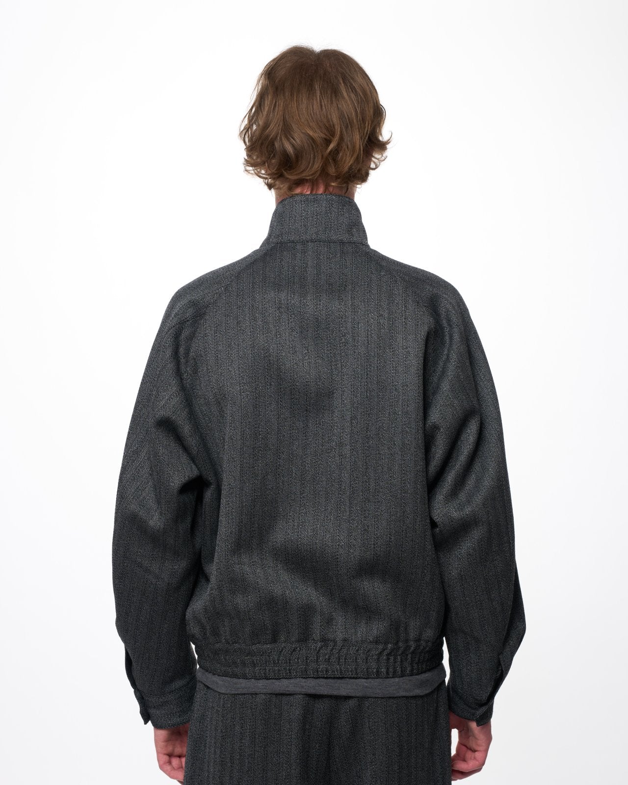 Organic Wool Twisted Melange Herringbone / Dog Ear Jacket, Gray