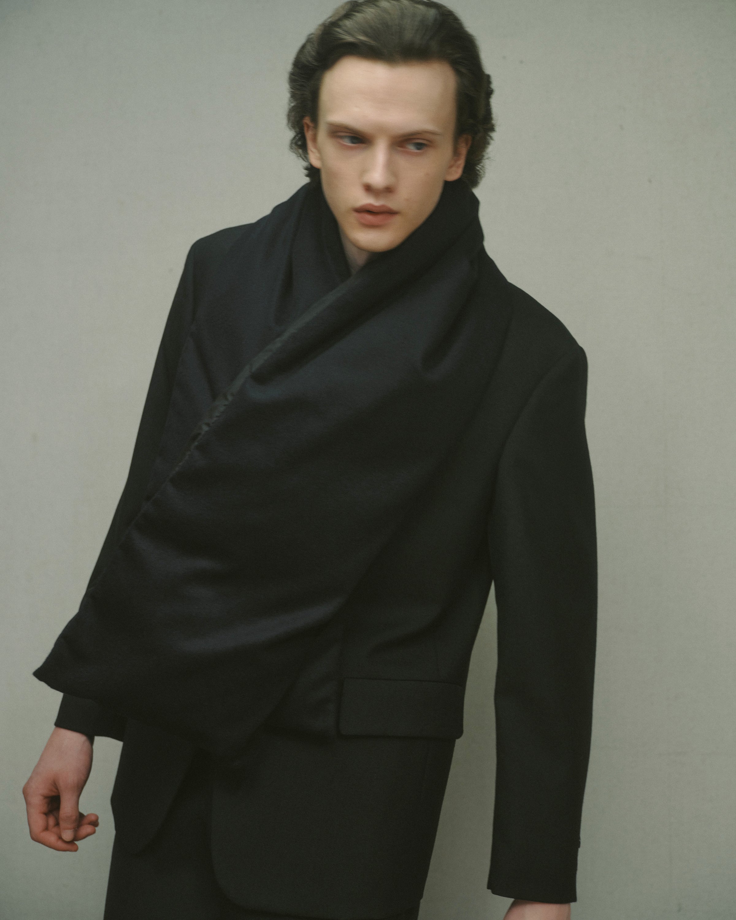 Cashmere Flannel / Cashmere Down Stole, Black