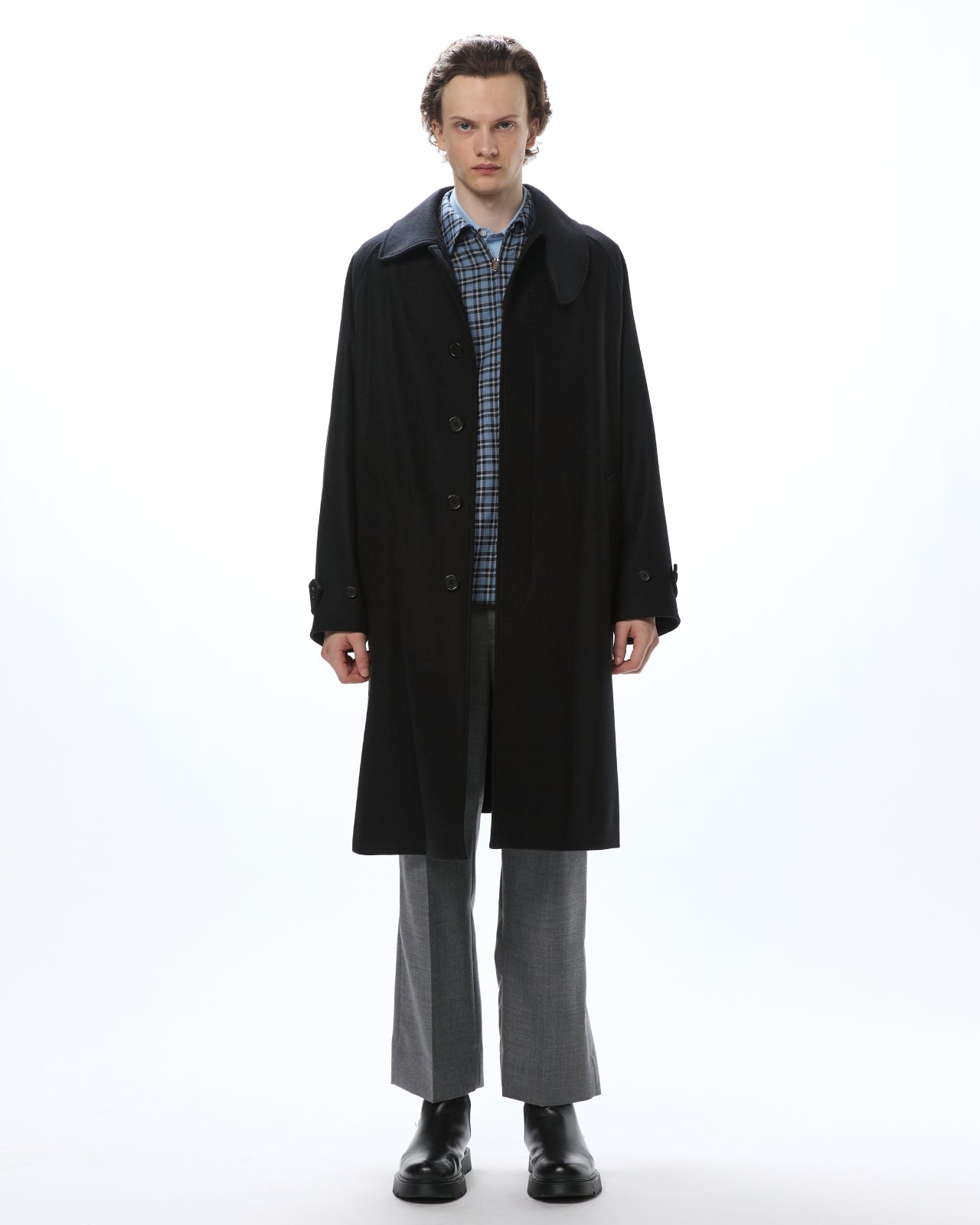 Cashmere Light Melton / Wanderer Coat, Black