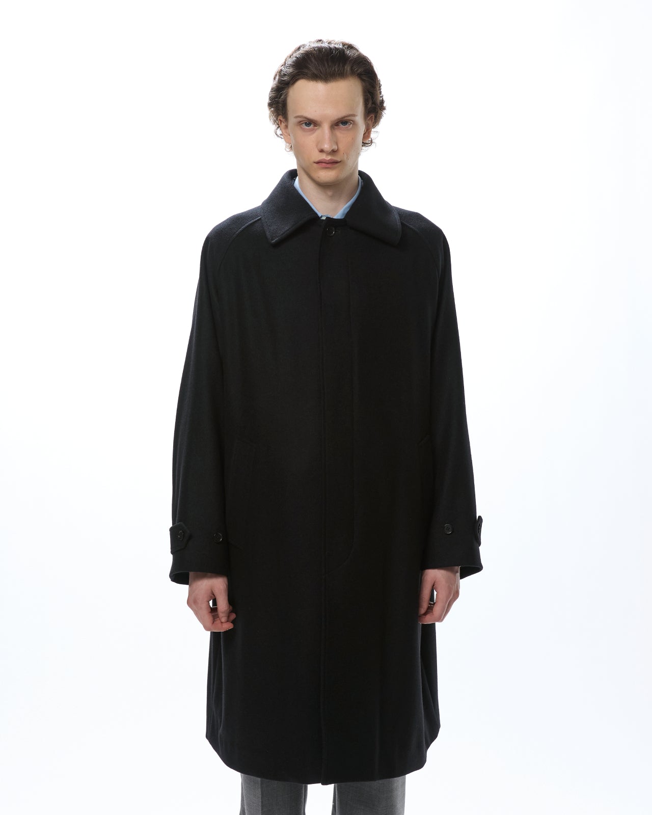 Cashmere Light Melton / Wanderer Coat, Black