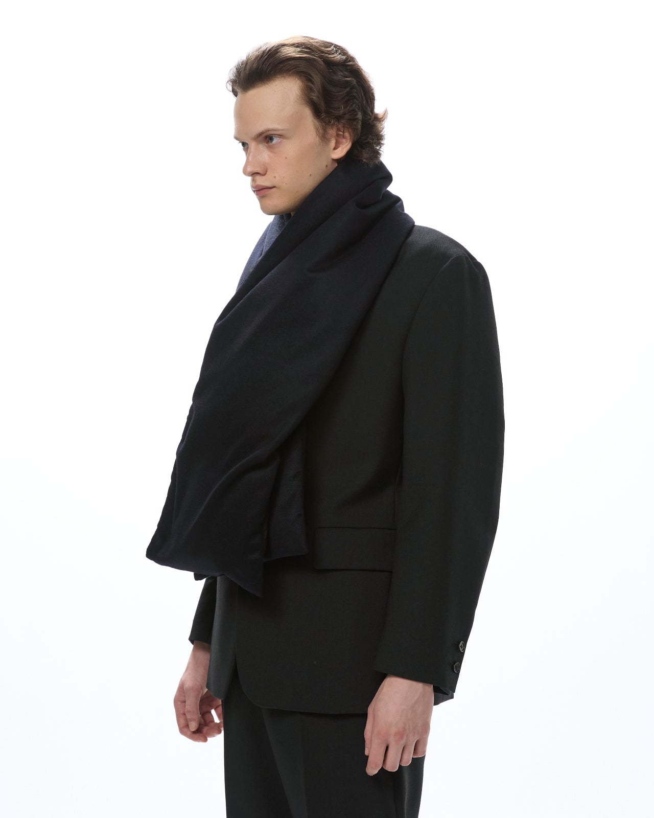Cashmere Flannel / Cashmere Down Stole, Black