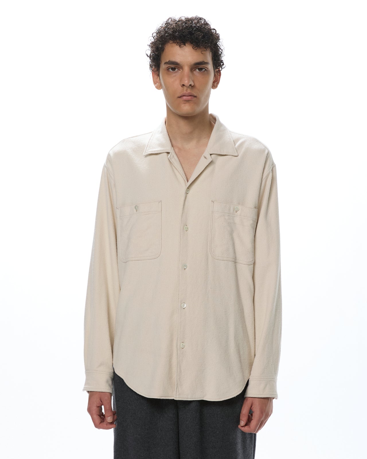 Silk Flannel / Utility Shirt, Ecru