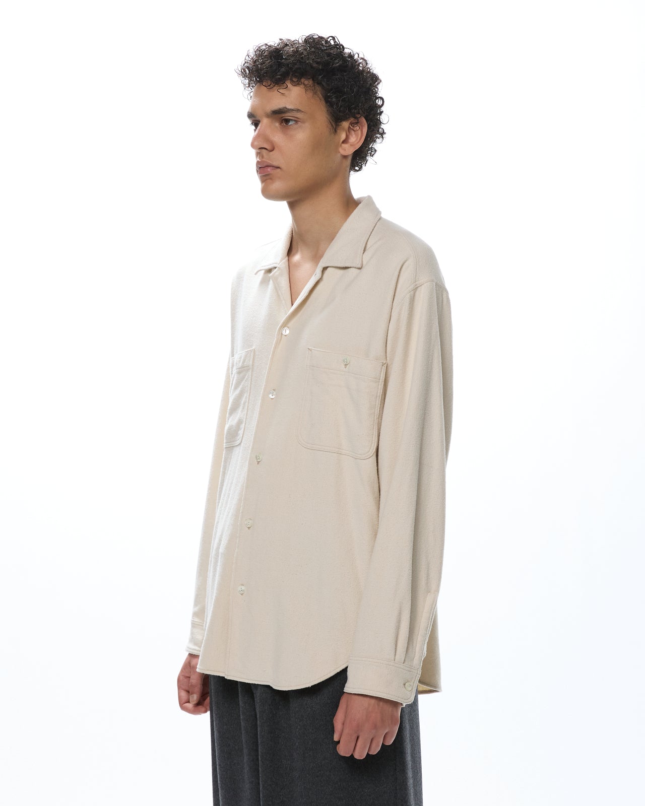 Silk Flannel / Utility Shirt, Ecru