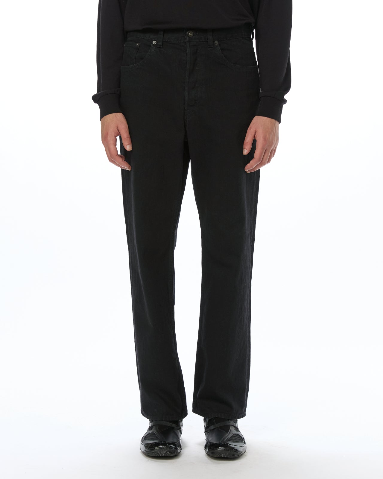 オーガニックコットン 12oz デニム / ナローシリンダーフィットジーンズ, Black