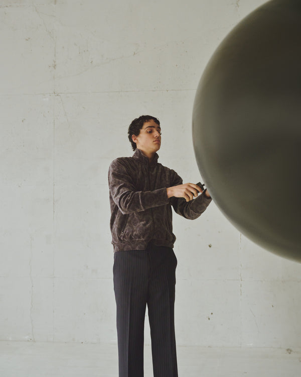 RECYCLED POLYESTER NON-MULESED WOOL GABARDINE REGULAR STRAIGHT TROUSERS, Navy Stripe