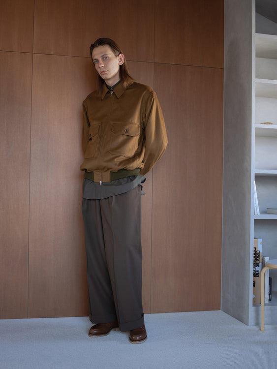 CASHMERE FLANNEL CASHMERE WORK JACKET, Brown Khaki