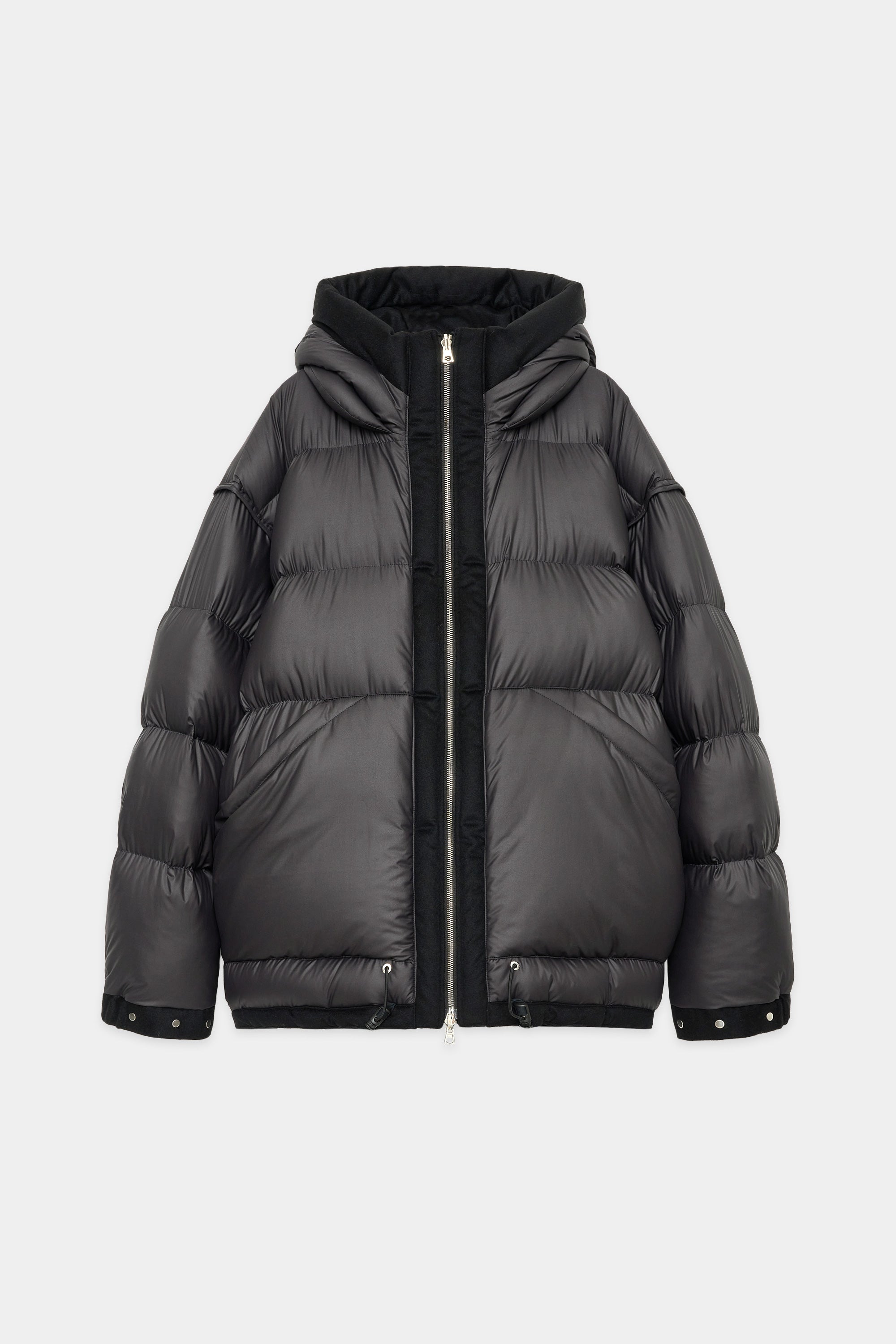 CASHMERE FLANNEL CASHMERE DOWN JACKET, Black