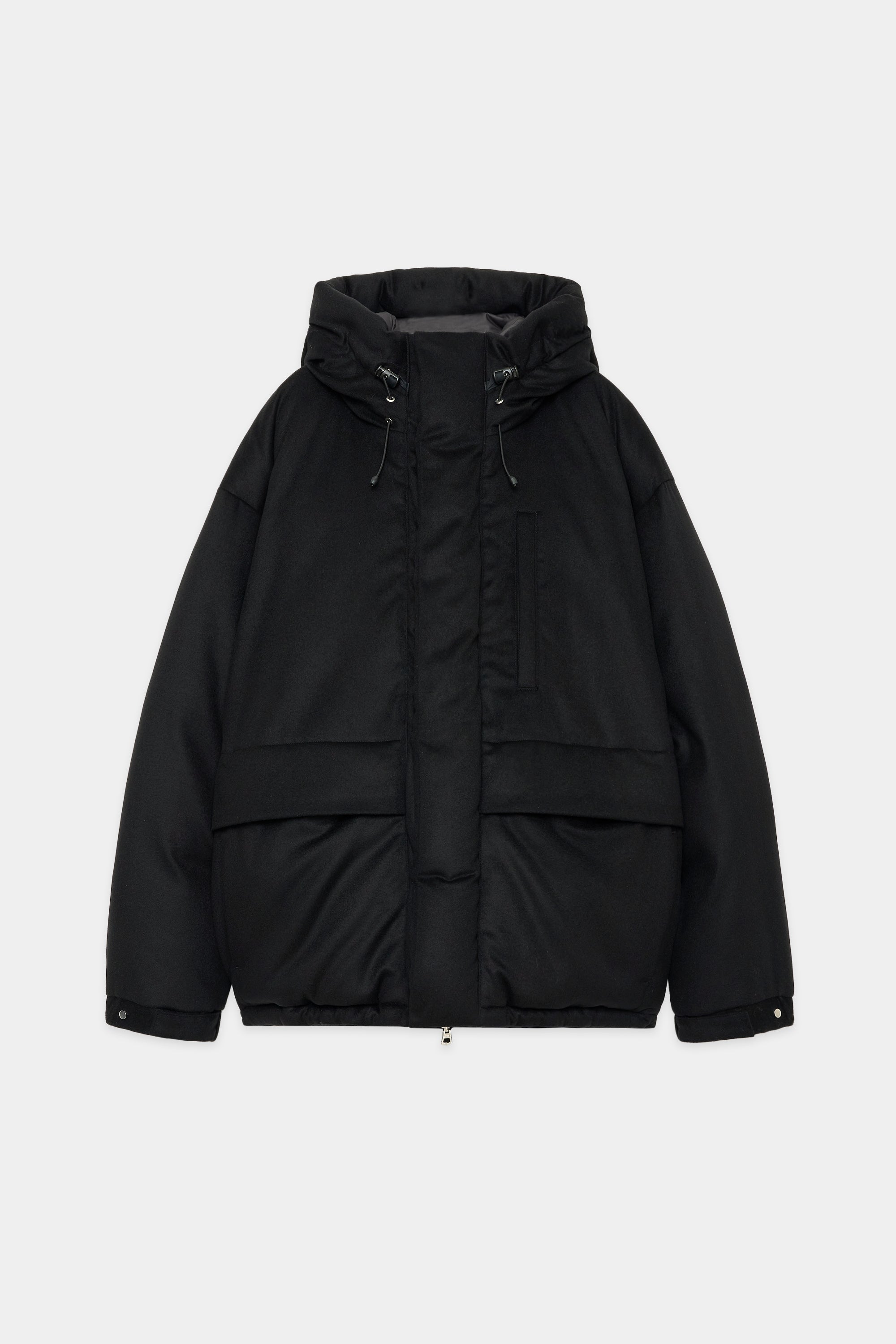 CASHMERE FLANNEL CASHMERE DOWN JACKET, Black