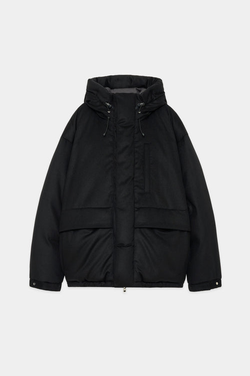 CASHMERE FLANNEL CASHMERE DOWN JACKET, Black