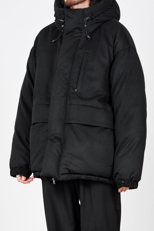 CASHMERE FLANNEL CASHMERE DOWN JACKET, Black