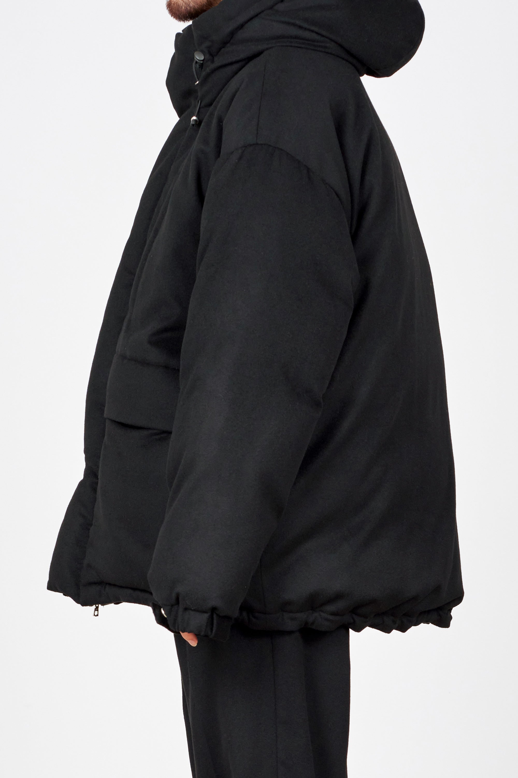 CASHMERE FLANNEL CASHMERE DOWN JACKET, Black