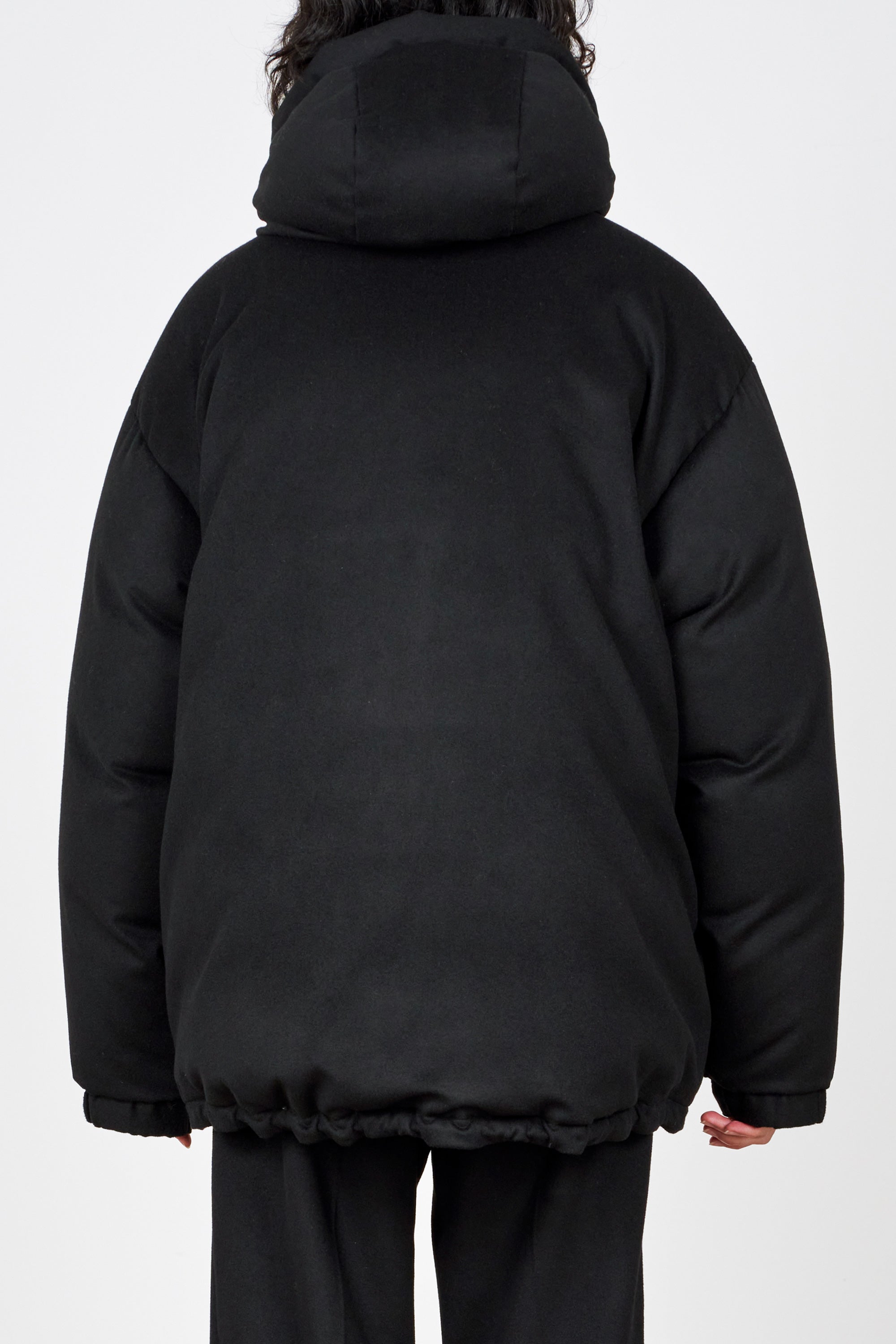 CASHMERE FLANNEL CASHMERE DOWN JACKET, Black