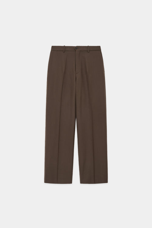 3/60オーガニックウールサバイバルクロス / フラットフロントトラウザーズ, Brown Khaki