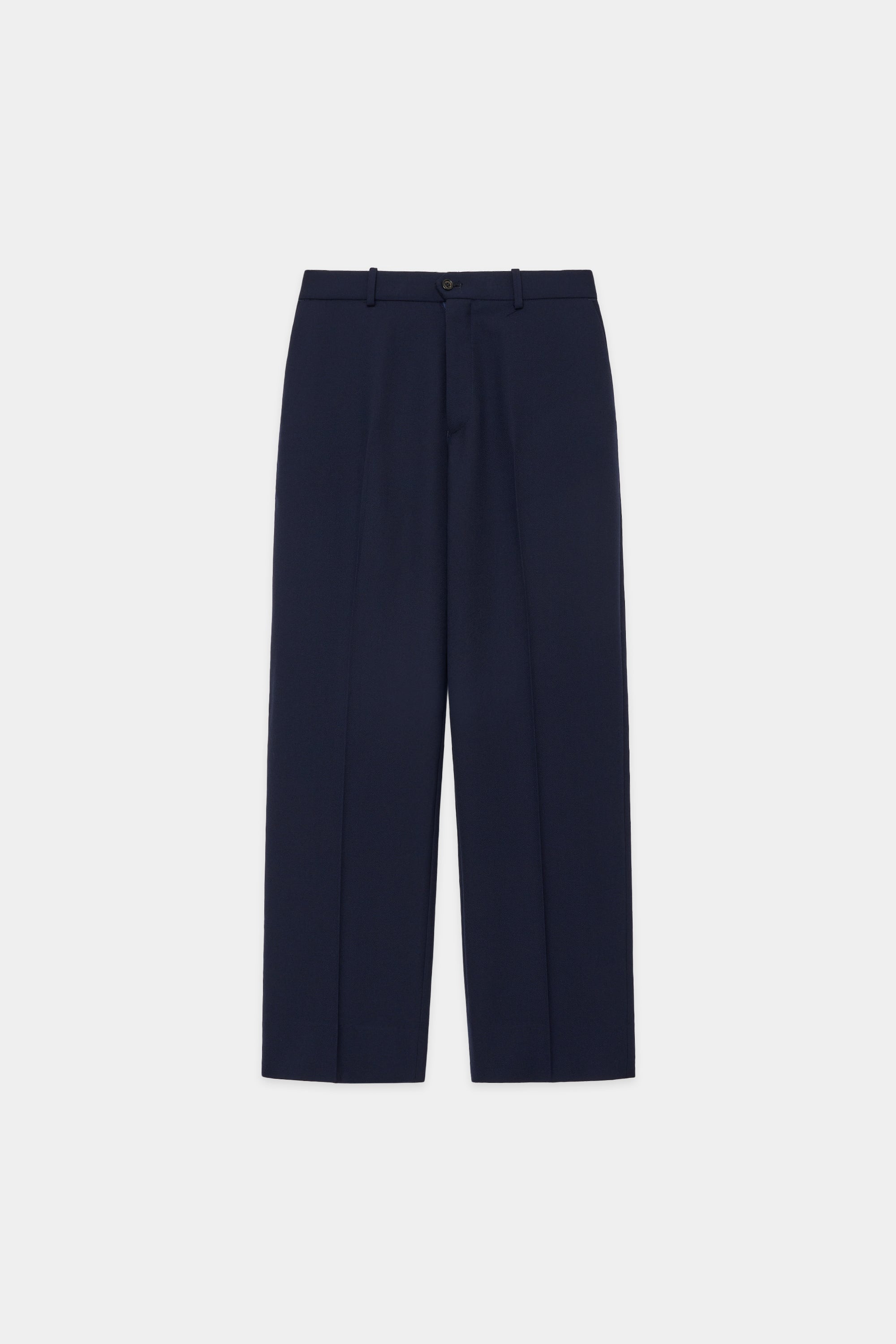 3/60オーガニックウールサバイバルクロス / フラットフロントトラウザーズ, Navy