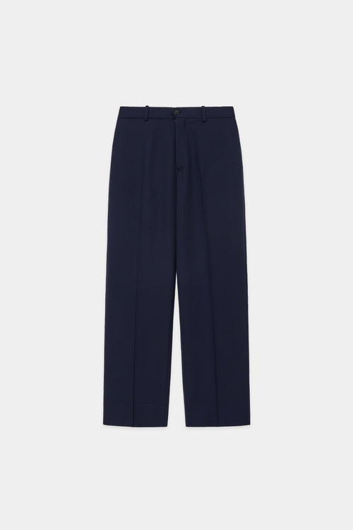3/60オーガニックウールサバイバルクロス / フラットフロントトラウザーズ, Navy