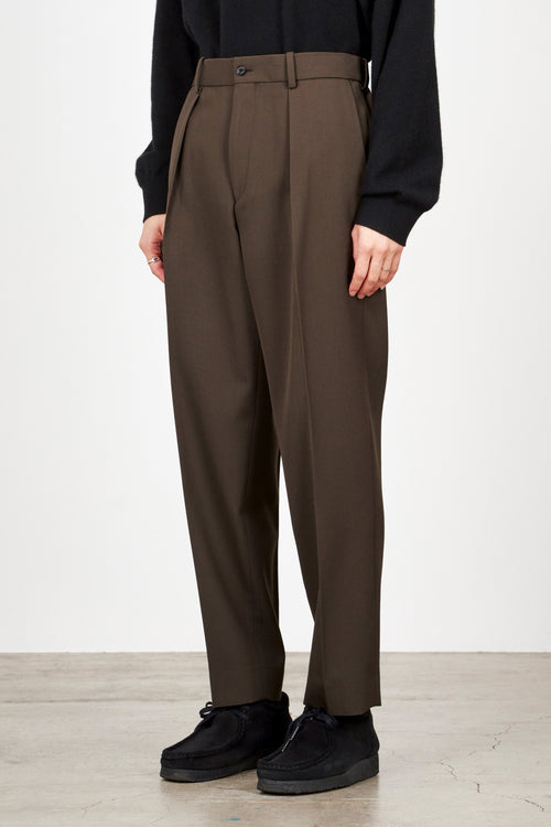 3/60オーガニックウールサバイバルクロス / ペグトップトラウザーズ, Brown Khaki