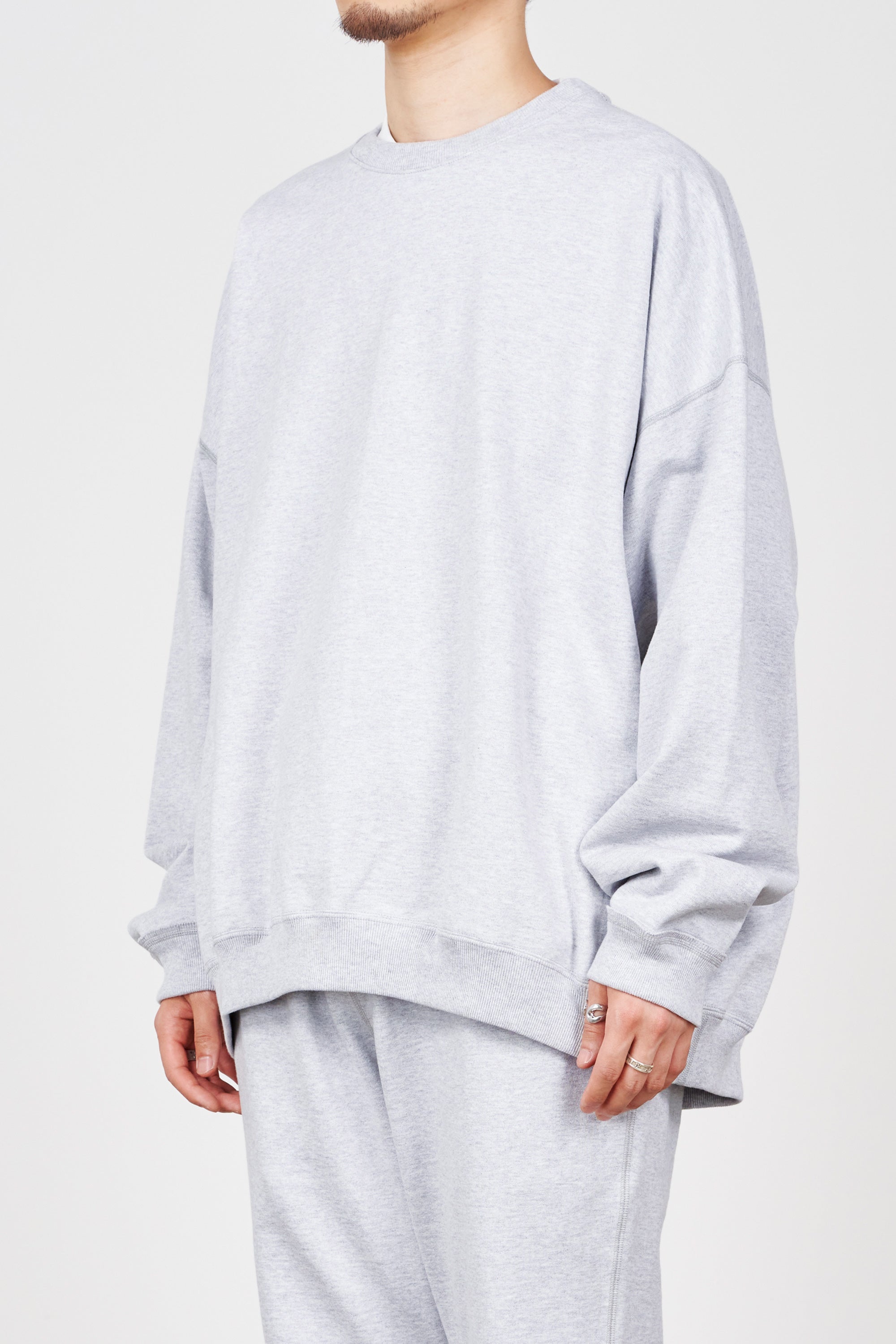 ORGANIC COTTON HEAVY FLEECE HUGE SWEAT, Ash Gray