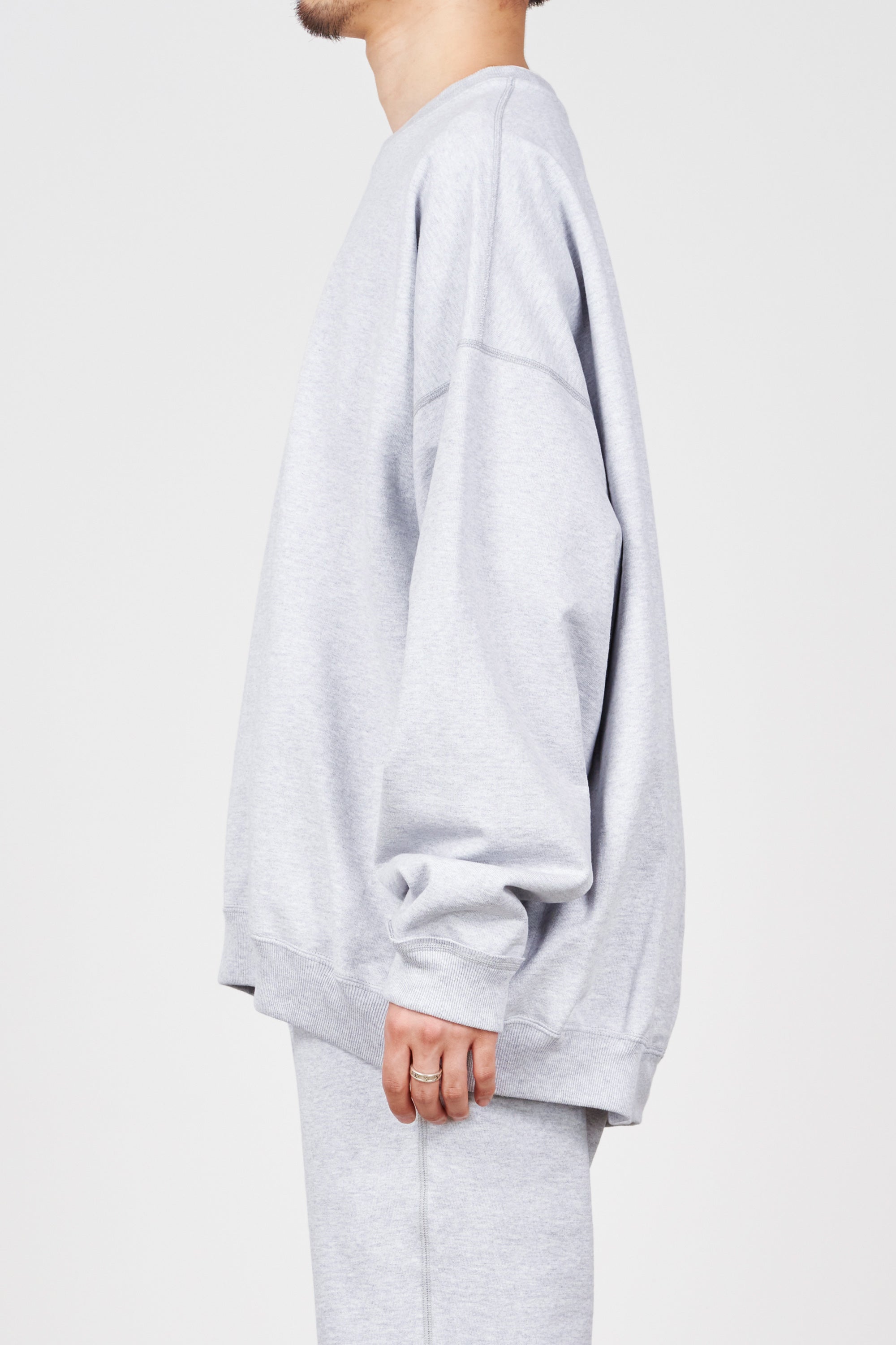 ORGANIC COTTON HEAVY FLEECE HUGE SWEAT, Ash Gray