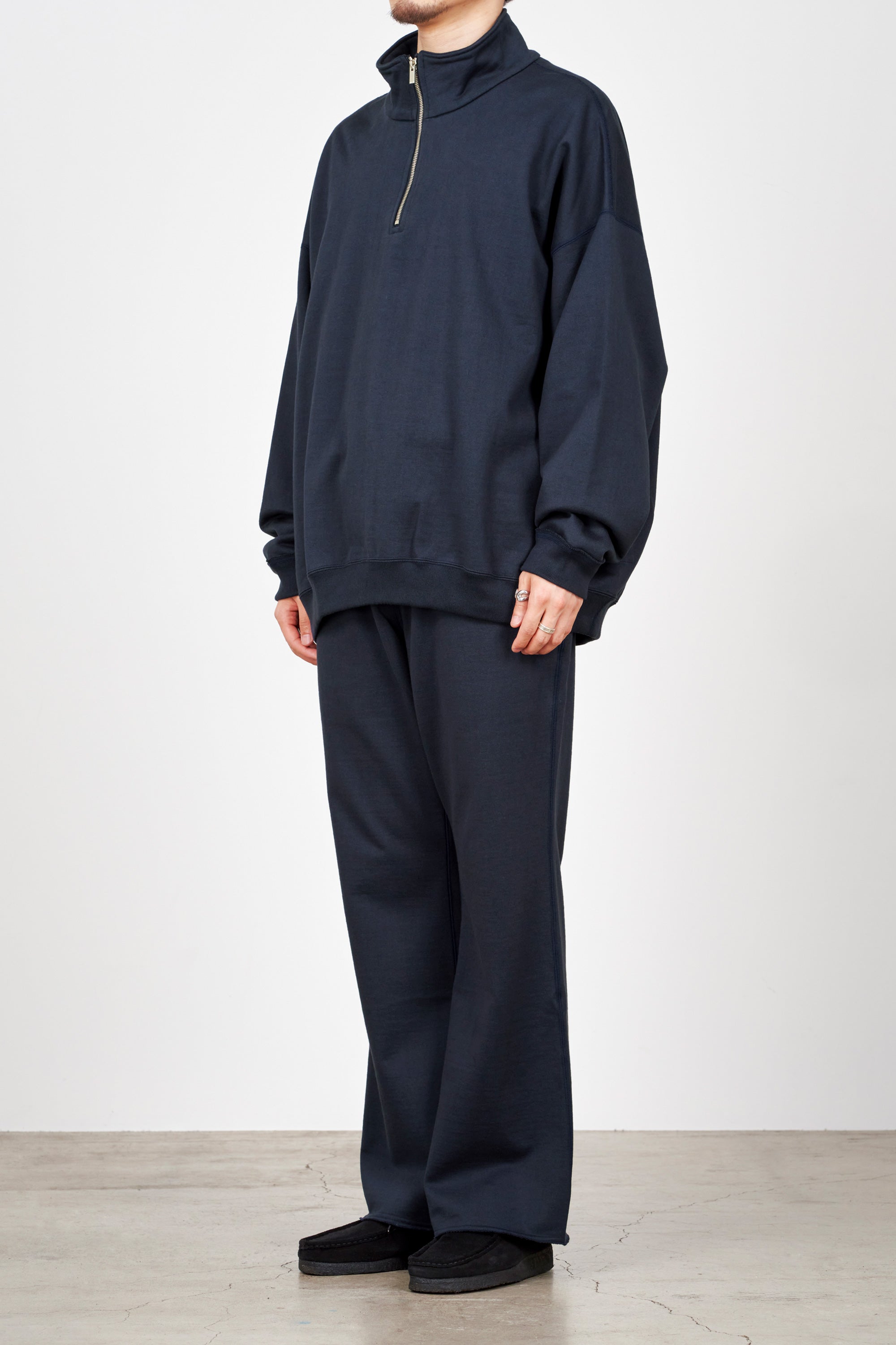 ORGANIC COTTON HEAVY FLEECE FLARED GYM PANTS, Navy