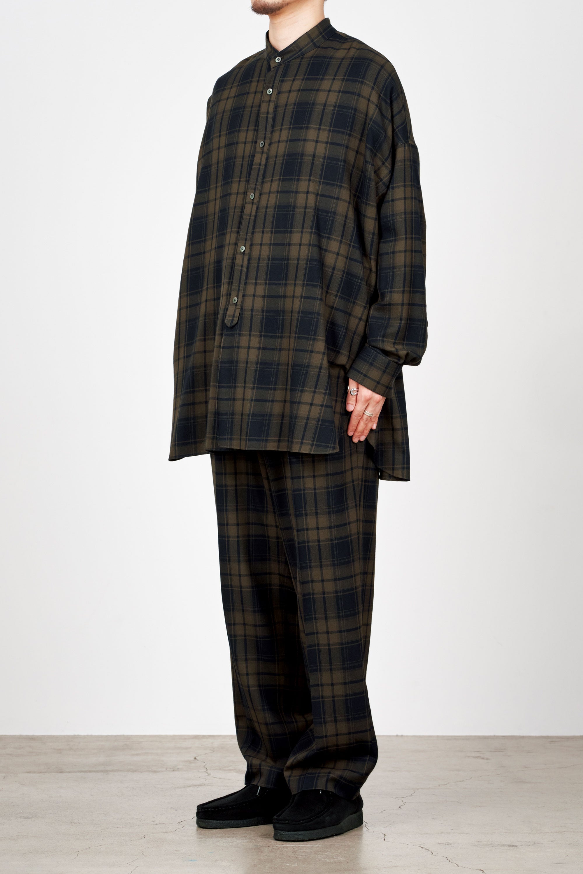  2/72 ORGANIC WOOL CHECK VIYELLA DOUBLE PLEATED EASY TROUSERS, Brown Check