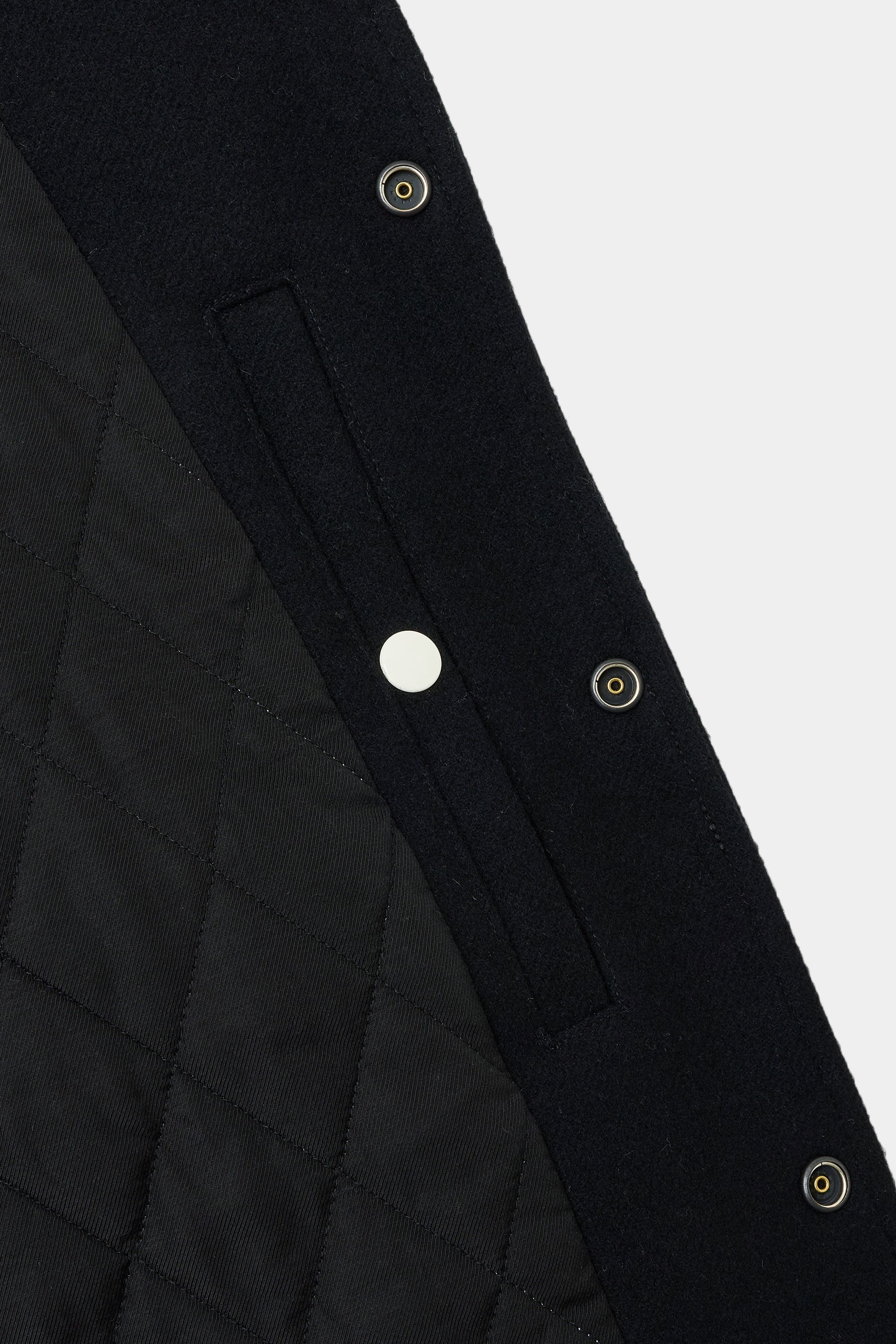 ORGANIC WOOL MELTON VARSITY JACKET, Black