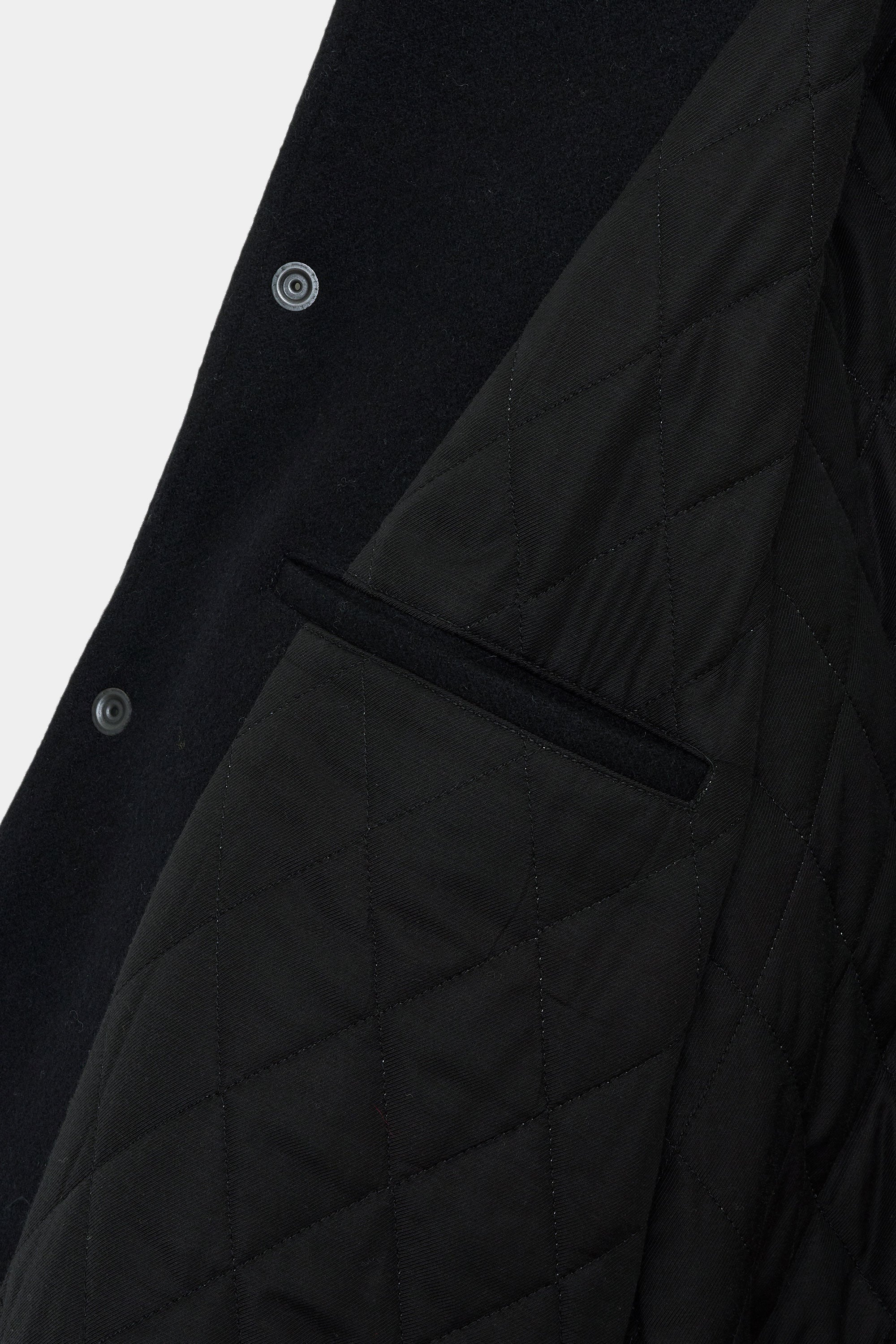 ORGANIC WOOL MELTON VARSITY JACKET, Black