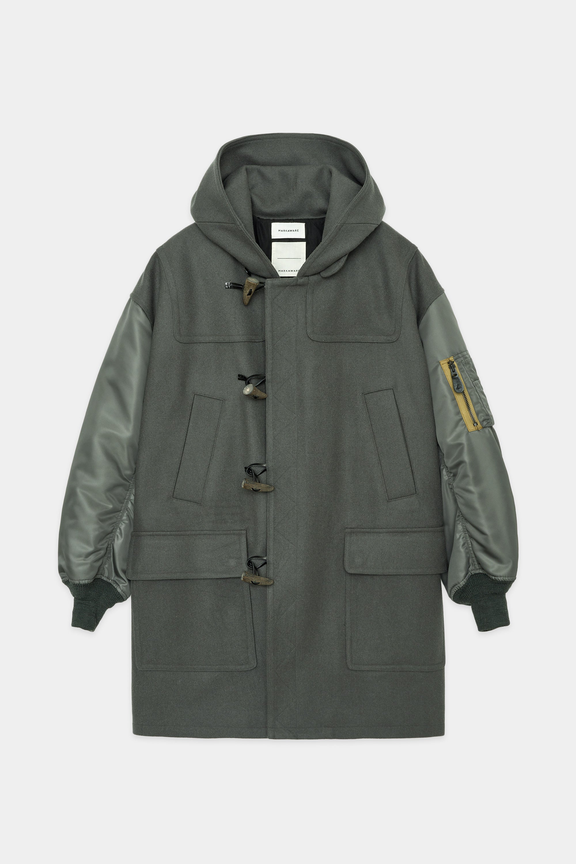 ORGANIC WOOL MELTON DUFFLE COAT, Blue Gray