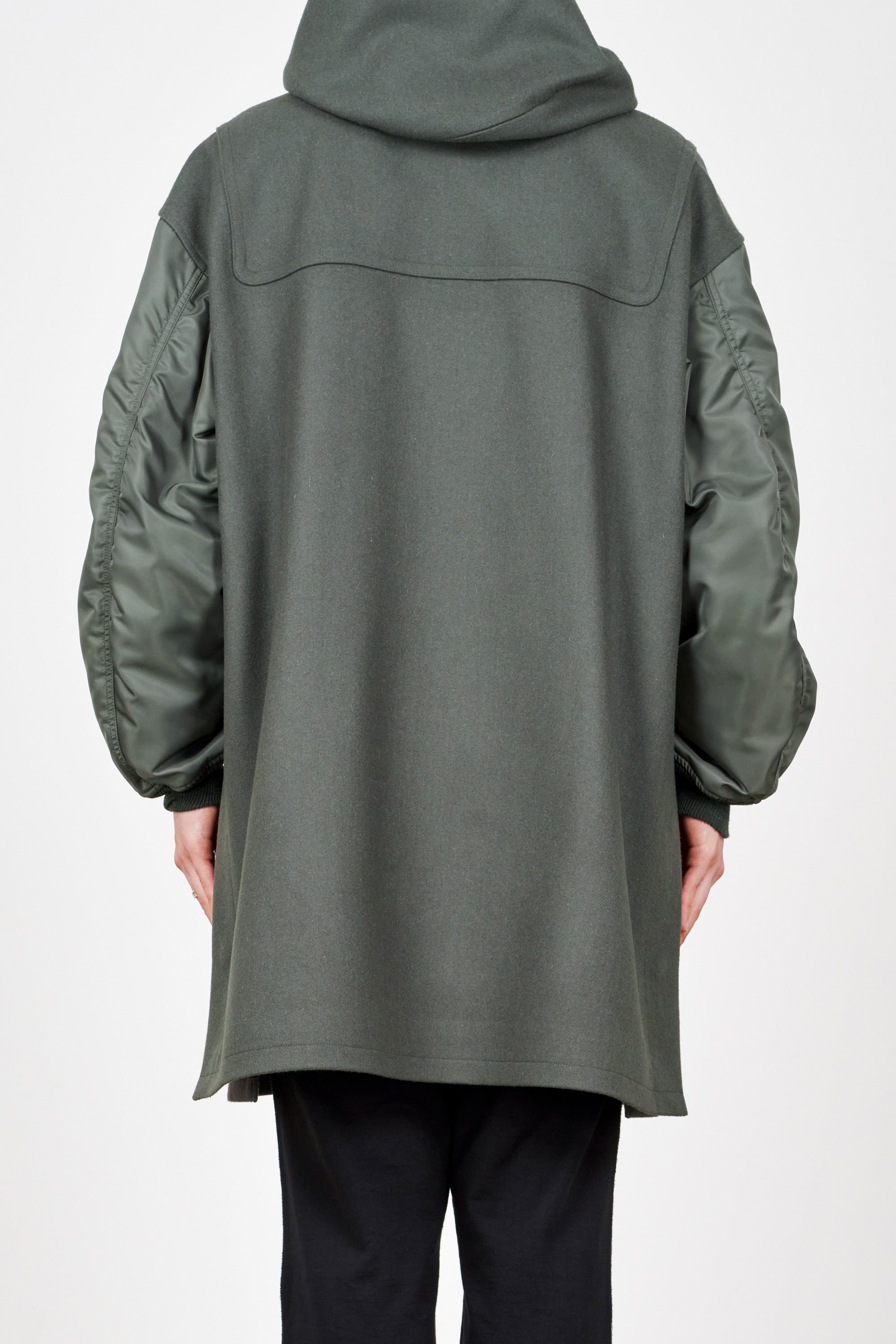 ORGANIC WOOL MELTON DUFFLE COAT, Blue Gray