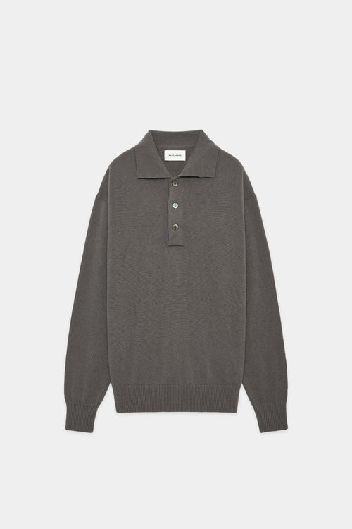 PURE CASHMERE CASHMERE  POLO COLLAR JUMPER, Gray