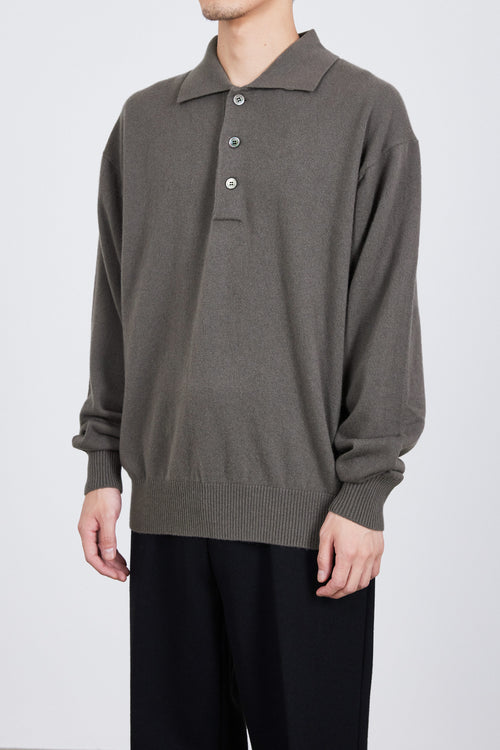 PURE CASHMERE CASHMERE  POLO COLLAR JUMPER, Gray