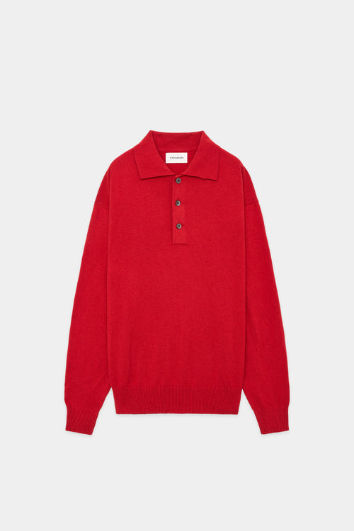 PURE CASHMERE CASHMERE  POLO COLLAR JUMPER, Red