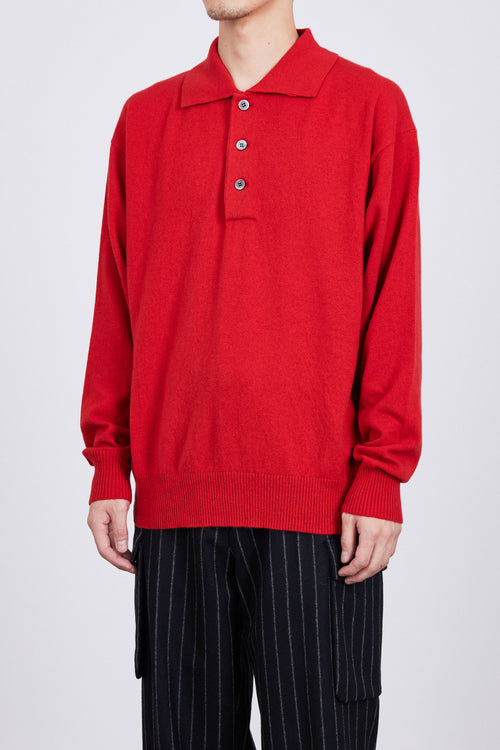 PURE CASHMERE CASHMERE  POLO COLLAR JUMPER, Red