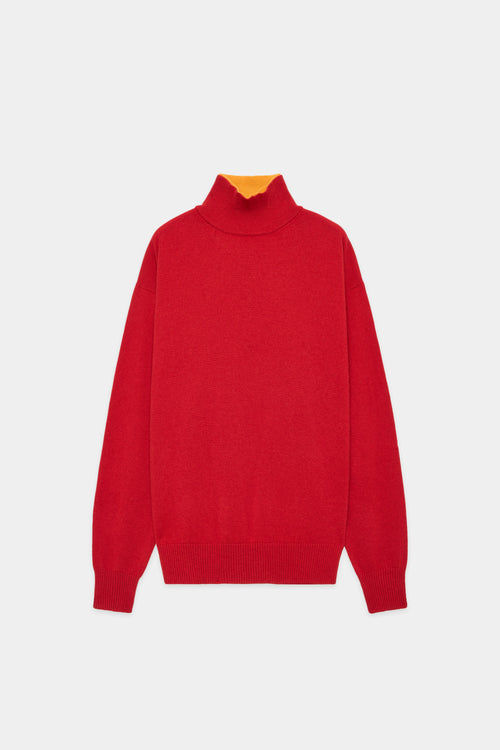 PURE CASHMERE CASHMERE DOUBLE NECK JUMPER, Red