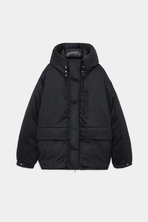 CASHMERE FLANNEL CASHMERE DOWN JACKET, Charcoal
