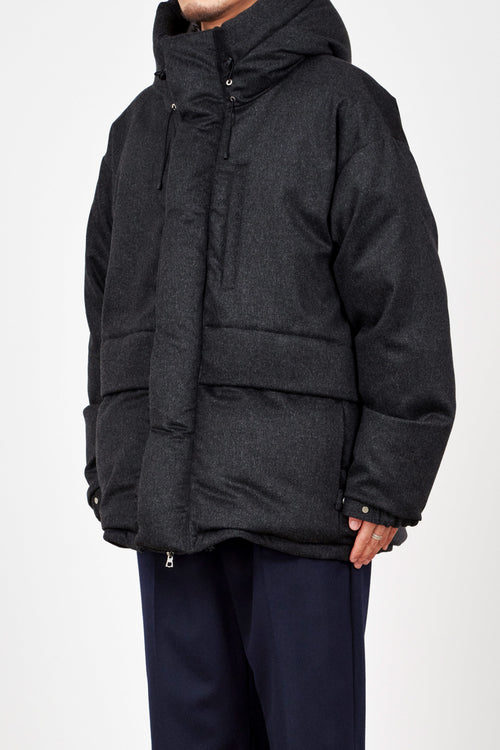 CASHMERE FLANNEL CASHMERE DOWN JACKET, Charcoal