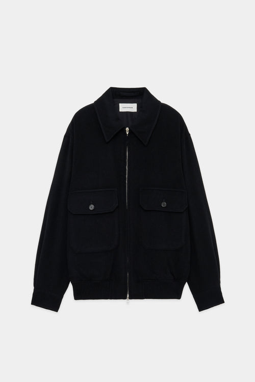 CASHMERE FLANNEL CASHMERE WORK JACKET, Black