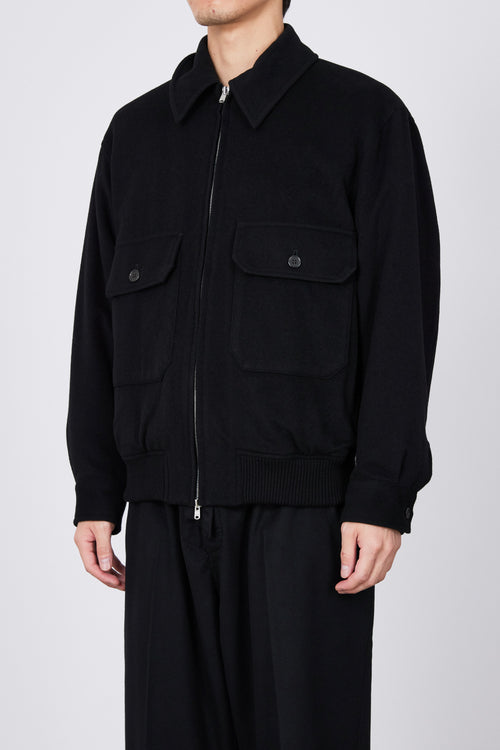 CASHMERE FLANNEL CASHMERE WORK JACKET, Black