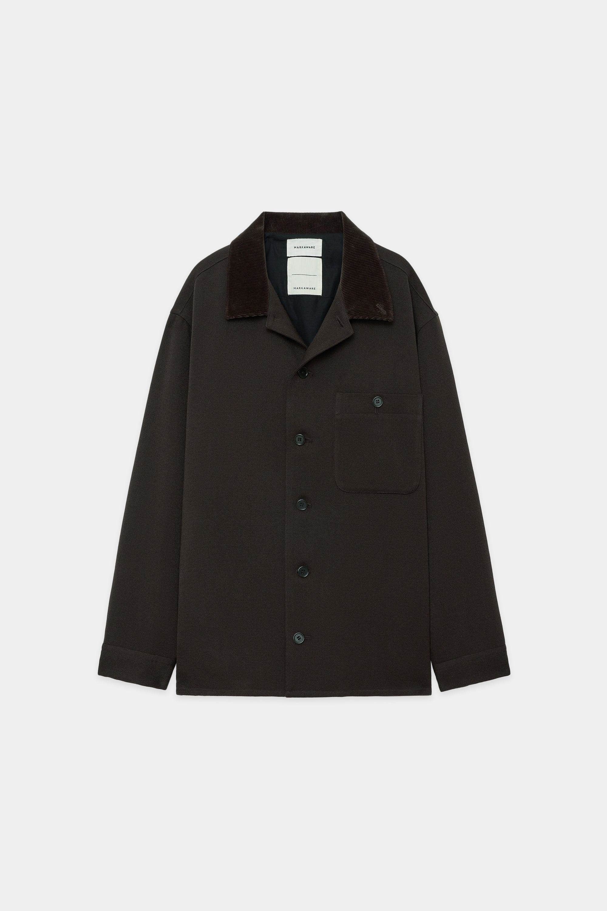 2/32オーガニックウール タキシードクロス / ウッズマンシャツ, Dark Brown