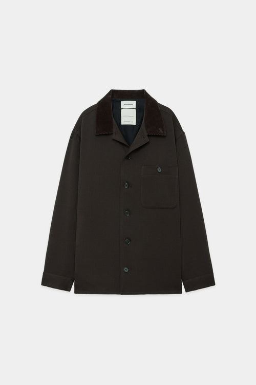 ORGANIC WOOL TAXEED CLOTH WOODSMAN SHIRT, Dark Brown