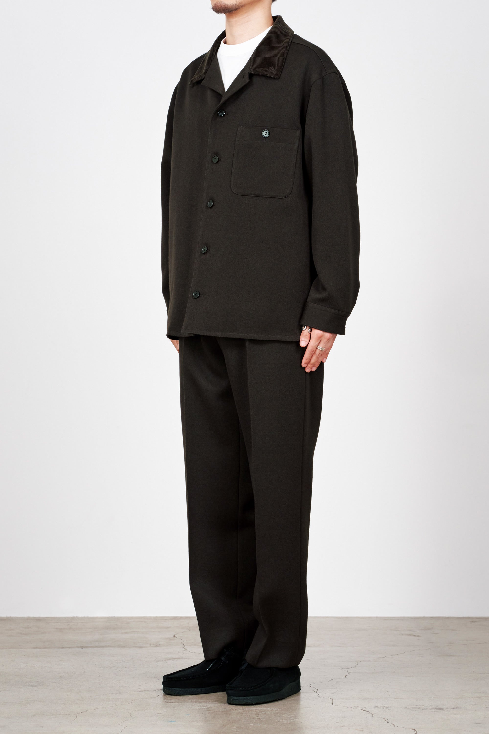 2/32オーガニックウール タキシードクロス / フラットフロントトラウザーズ, Dark Brown