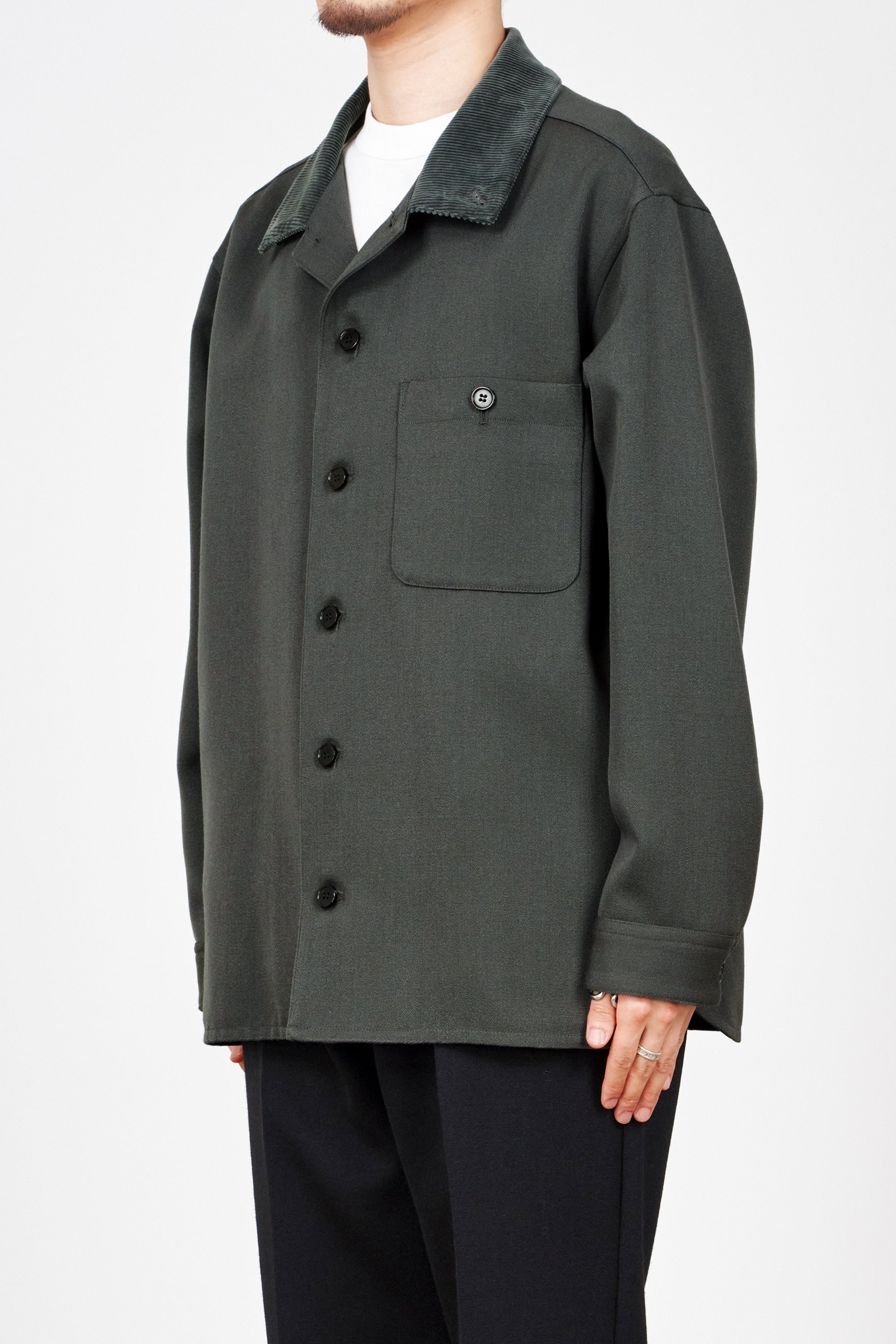 2/32オーガニックウール タキシードクロス / ウッズマンシャツ, Blue Gray