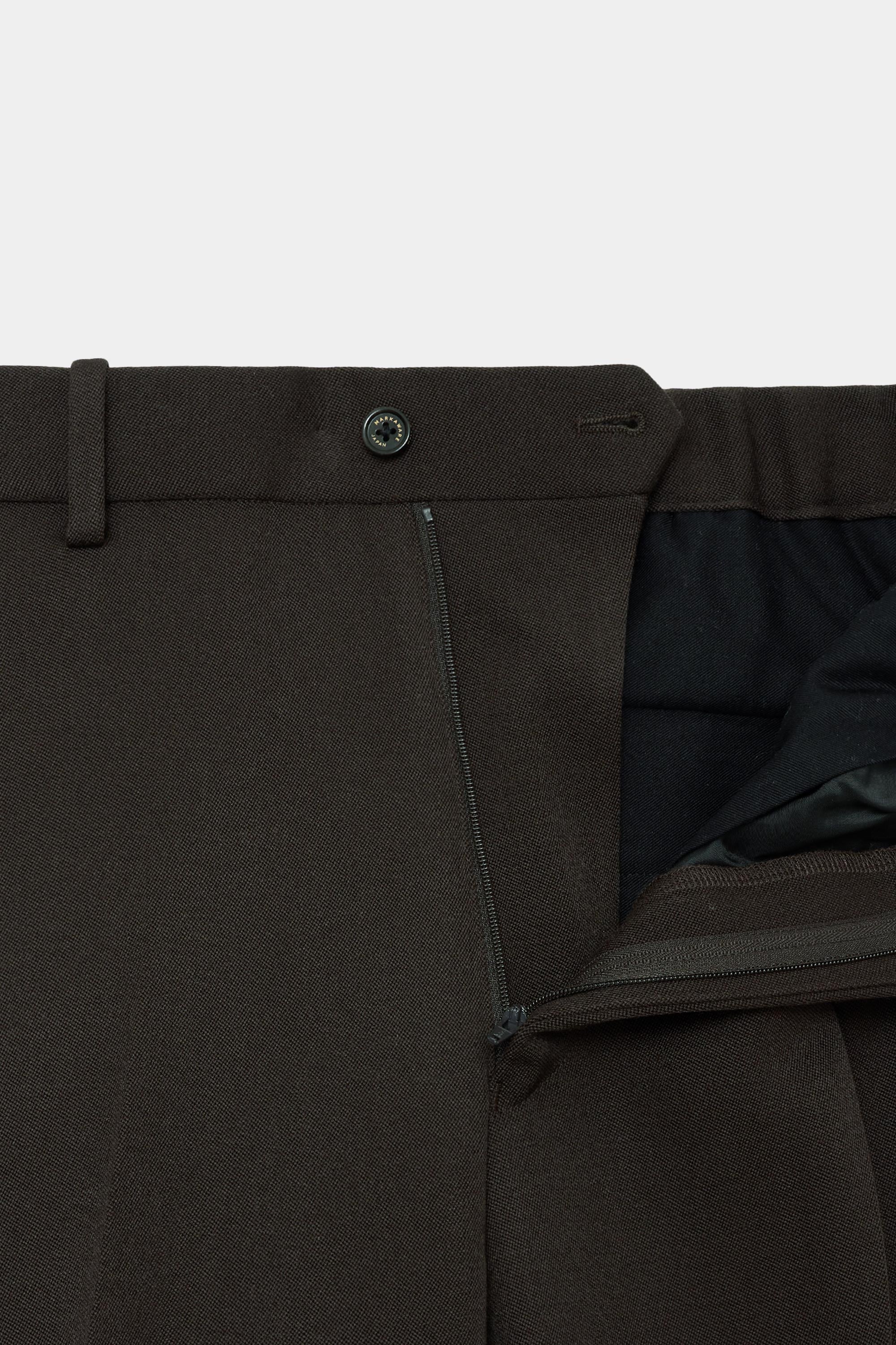 2/32オーガニックウール タキシードクロス / フラットフロントトラウザーズ, Dark Brown