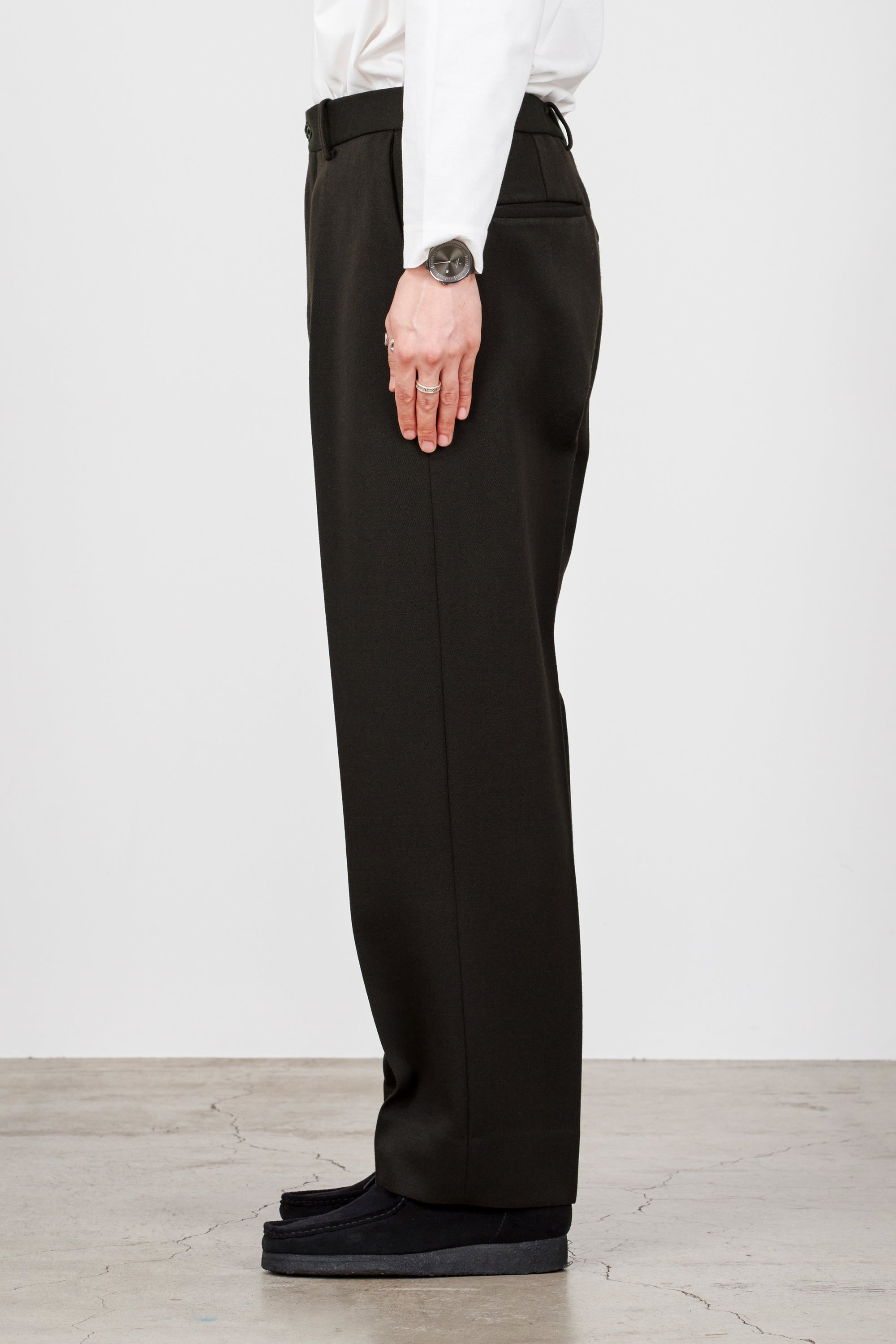 2/32オーガニックウール タキシードクロス / フラットフロントトラウザーズ, Dark Brown