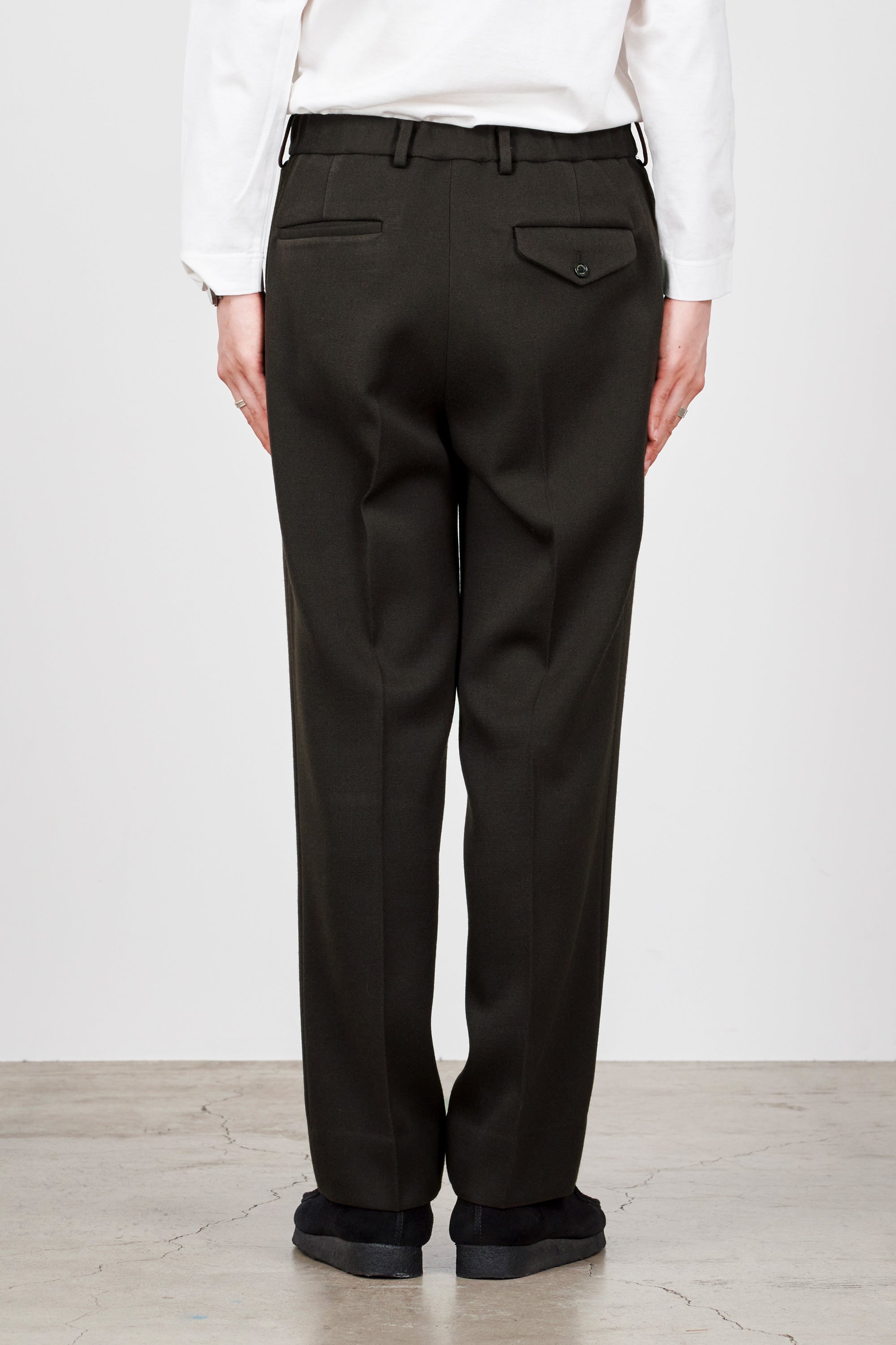 2/32オーガニックウール タキシードクロス / フラットフロントトラウザーズ, Dark Brown