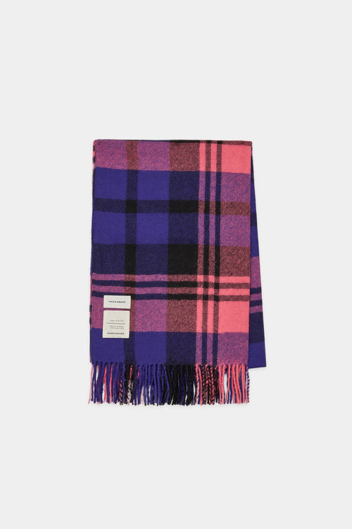 Natural Black / Baby Alpaca ALPACA STOLE, Pink Plaid
