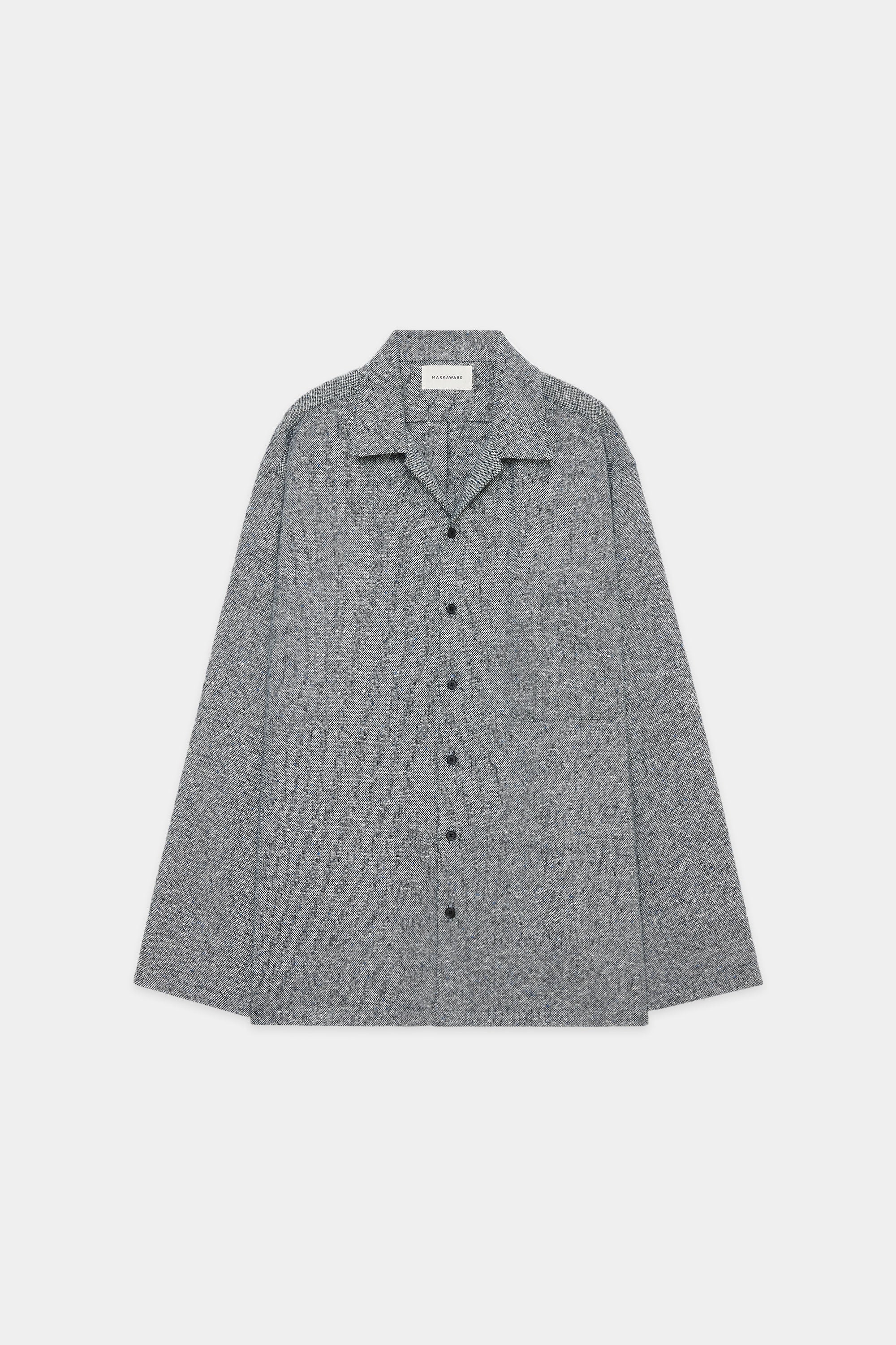 カシミヤドネガルツィード / オープンカラーシャツ L/S, Gray