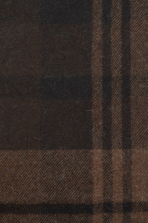 Natural Black / Baby Alpaca ALPACA STOLE, Brown Plaid